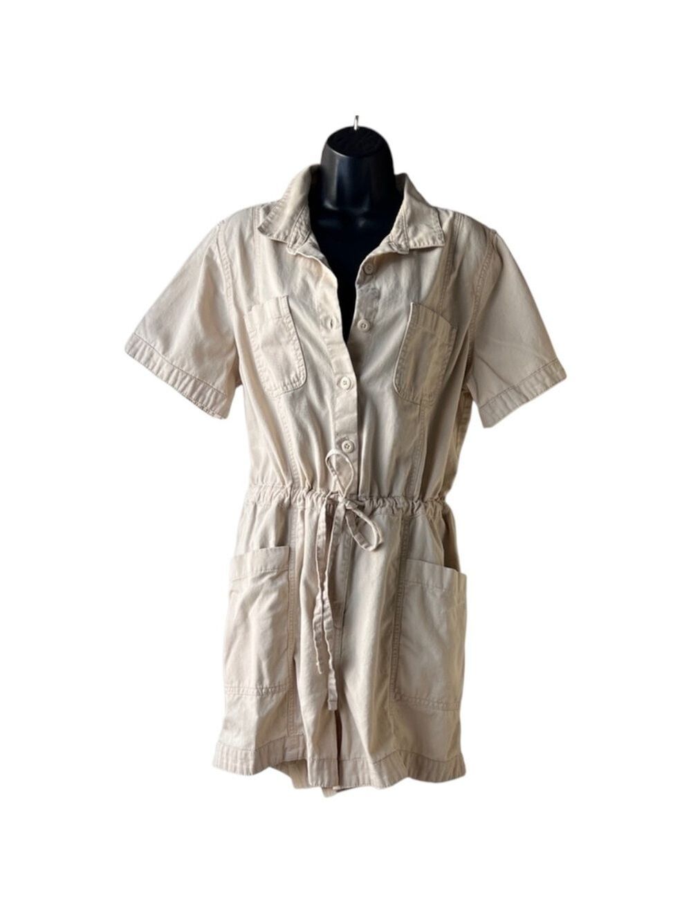 OLD NAVY Beige Utility Button Up Romper Size Large